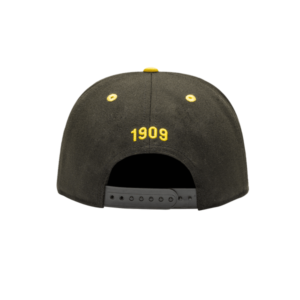 Borussia Dortmund Tape Snapback with high crown, flat peak brim, and snapback closure, in Black