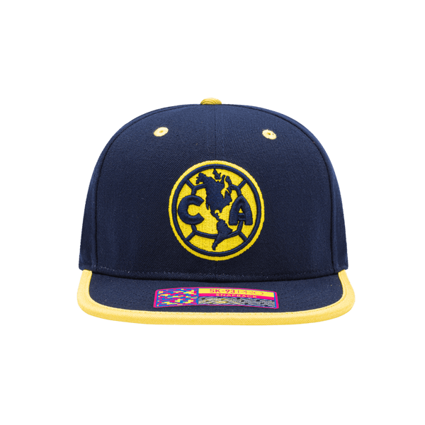 Club America Tape Snapback with high crown, flat peak brim, and snapback closure, in Navy