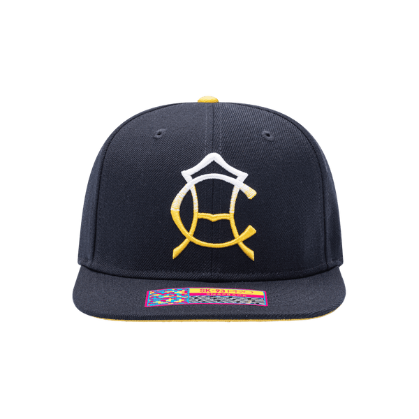 Club America Mix Snapback with high crown, flat peak brim, and snapback closure, in Navy
