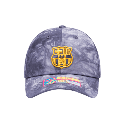 FC Barcelona Bloom Classic Adjustable in unstructured low crown, curved peak brim, and adjustable flip buckle closure, in Navy