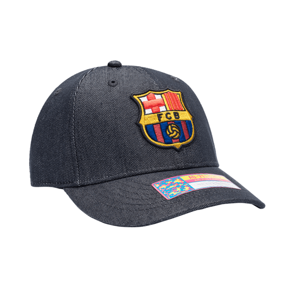 FC Barcelona 541 Adjustable with high crown, curved peak brim, and adjustable buckle strap closure, in Navy