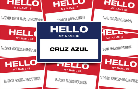 Name cards of the nicknames of the football club, Cruz Azul.