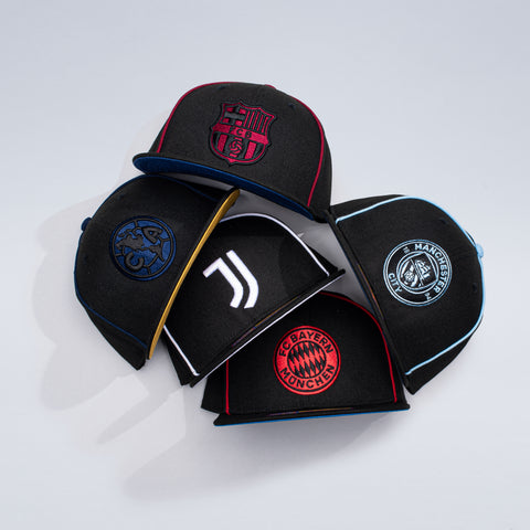 Fan Ink Cali Night Snapbacks on a grey background.