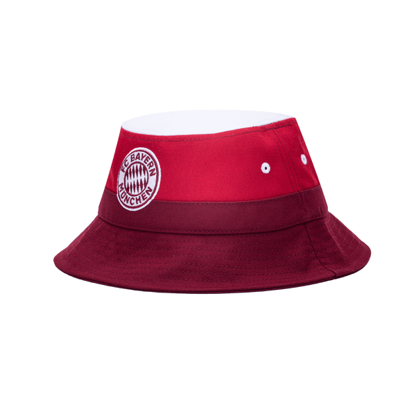 Bayern Munich Truitt Bucket hat in tri-color fabrication and team logo embroidery, in Red/White.