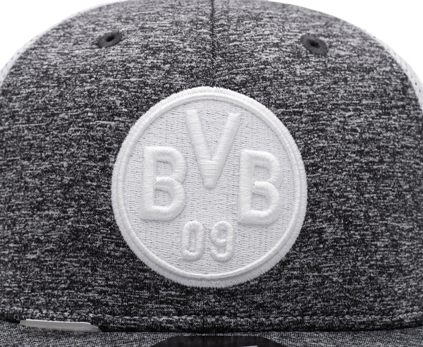 Grey and white Borussia Dortmund Dribbling Snapback with white emblem