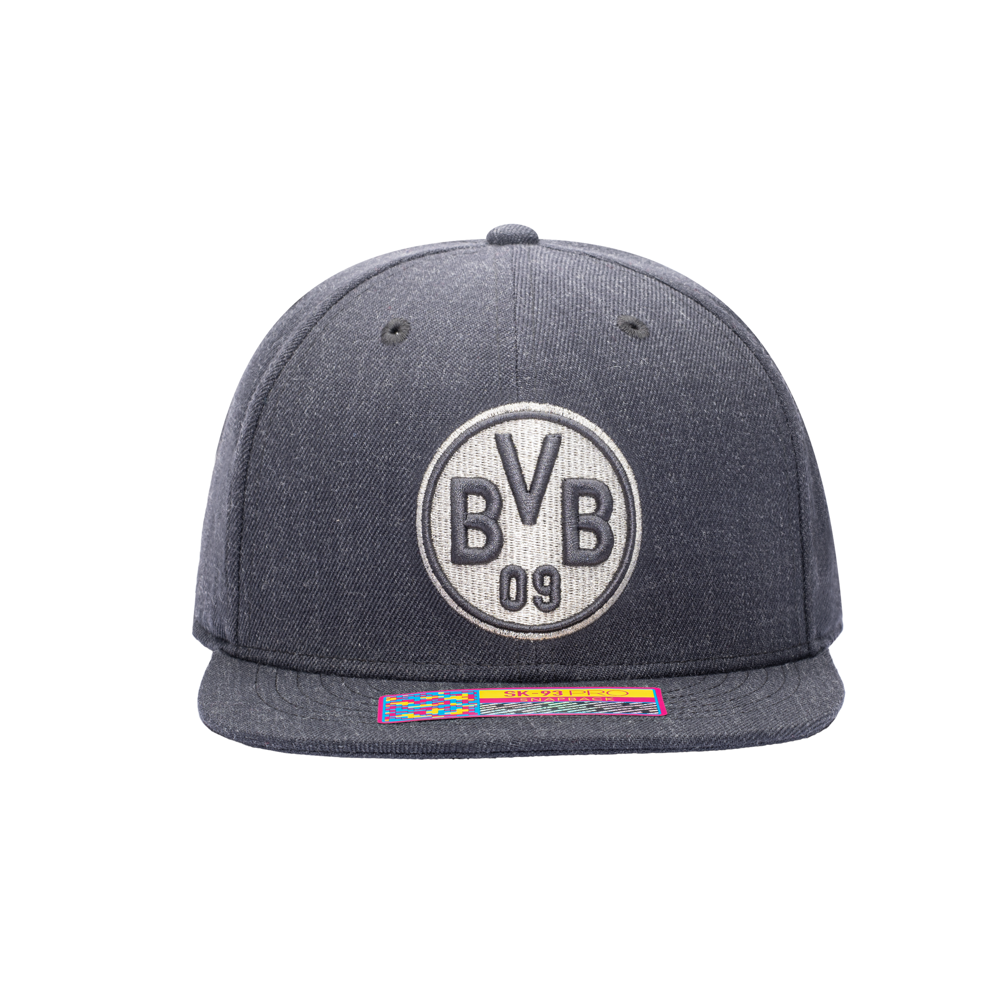 Front view of the Borussia Dortmund Platinum Snapback in Grey.