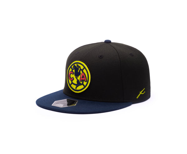 View of left side of Club America Team Patch Fitted with Fi branded stitching 
