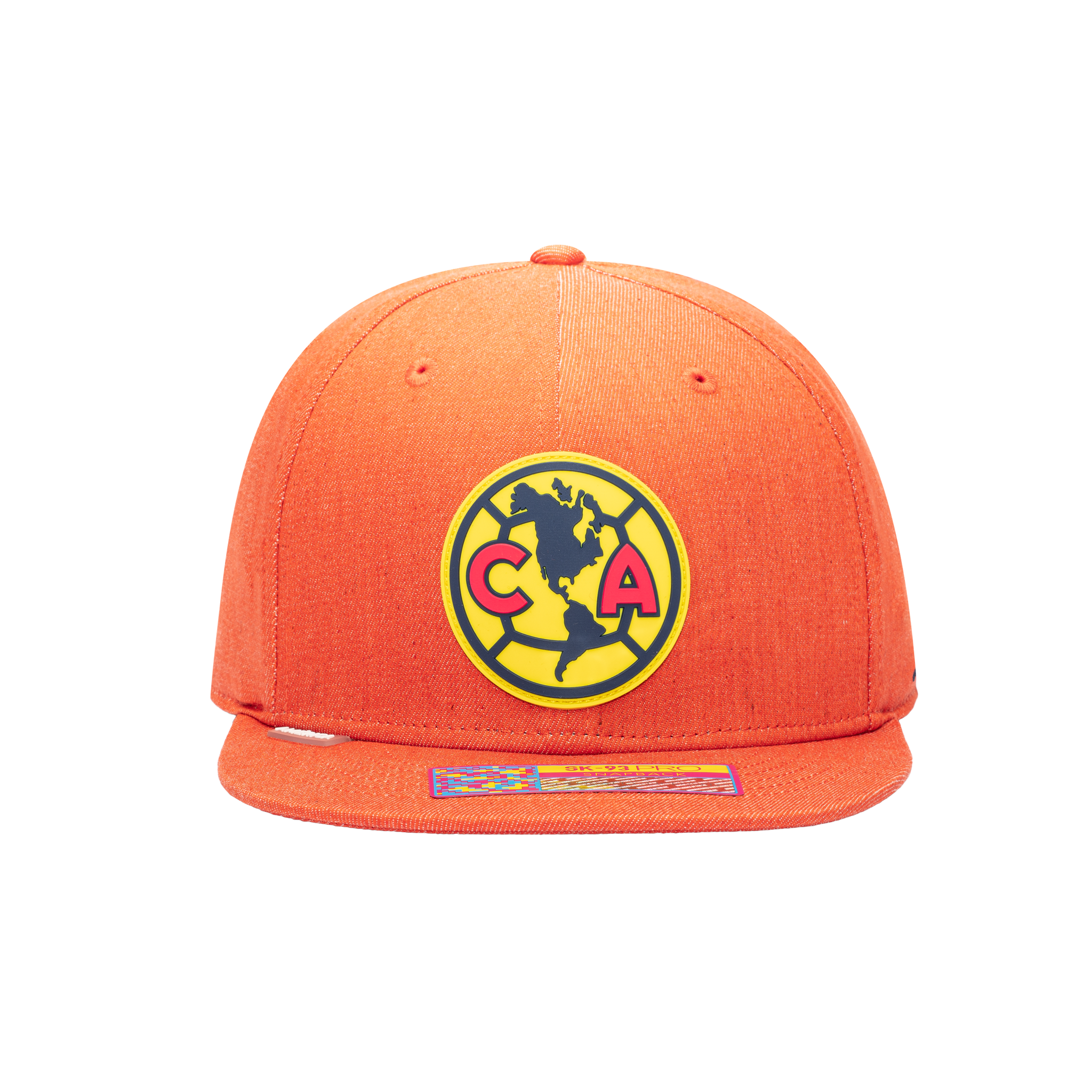 Front view of the Club America Hydra Snapback in orange