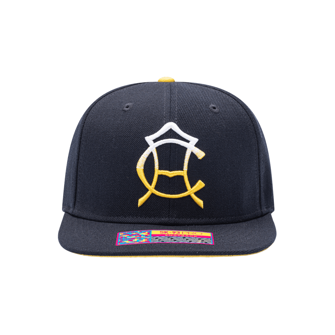 Club America Mix Snapback with high crown, flat peak brim, and snapback closure, in Navy