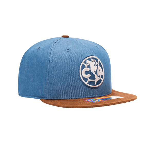 View of right side of Club America Orion Snapback with tan bill