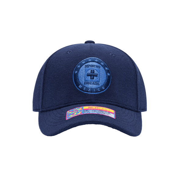 Front view of the Cruz Azul Club Ink Adjustable with high crown, curved brim, and adjustable strap, in blue.