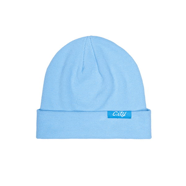 Manchester City 3000 ribbed beanie with team branded woven label on cuff, in Teal.