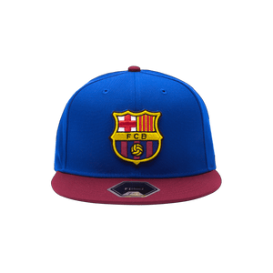 Blue and burgundy FC Barcelona Team Patch Fitted Blue crown with burgundy bill