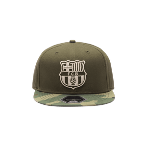 FC Barcelona Half Camo Snapback Olive green crown and camo bill