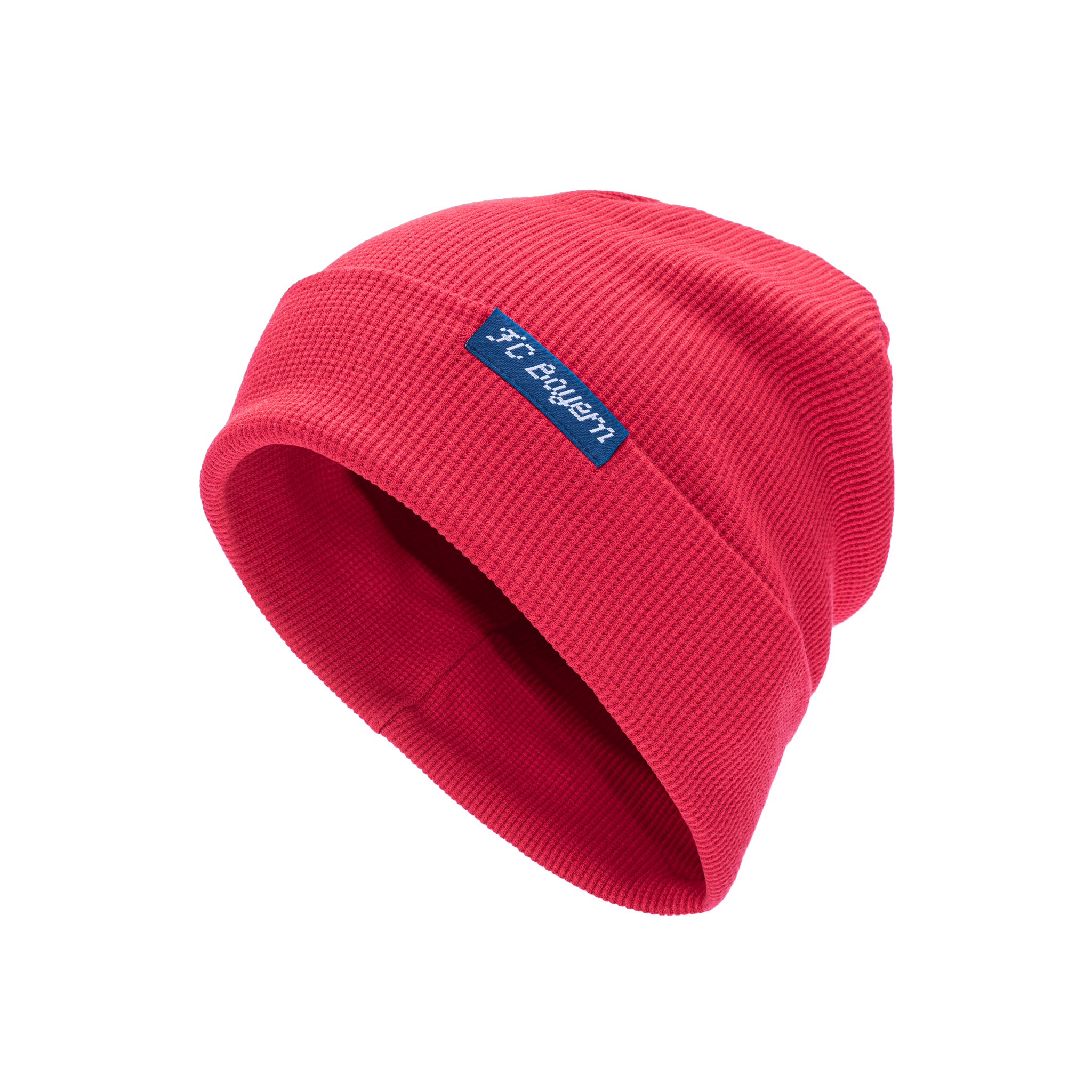 Bayern Munich 3000 ribbed beanie with team branded woven label on cuff, in Red.