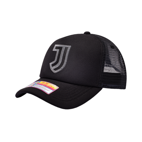 View of left side of Black Juventus Shield Trucker