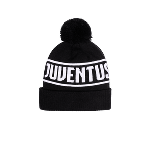 Black and white JUVE Juventus Hit Beanie with Poof Button