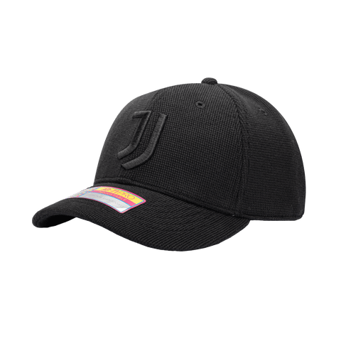 Side view of the Juventus Club Ink Adjustable with high crown, curved brim, and adjustable strap, in black.